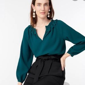 J. Crew v neck ruffle blouse